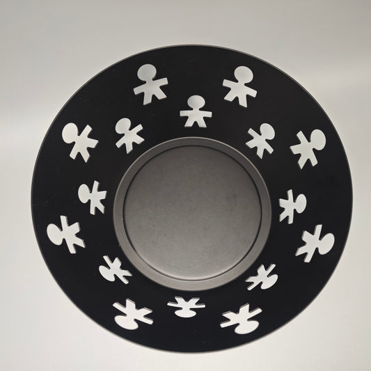 Alessi Girotondo Obstschale King Kong schwarz perforiert Edelstahl 21cm Vintage Design