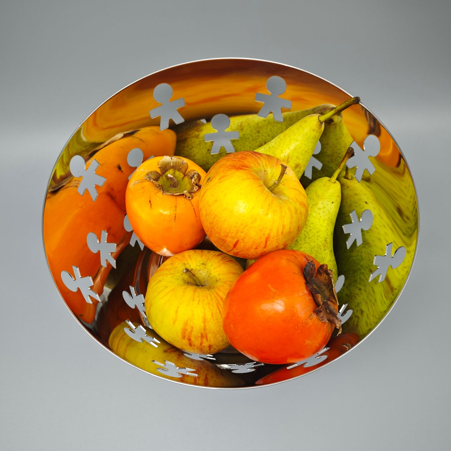 Alessi Girotondo Obstschale King Kong silber perforiert Edelstahl 23cm Vintage Design