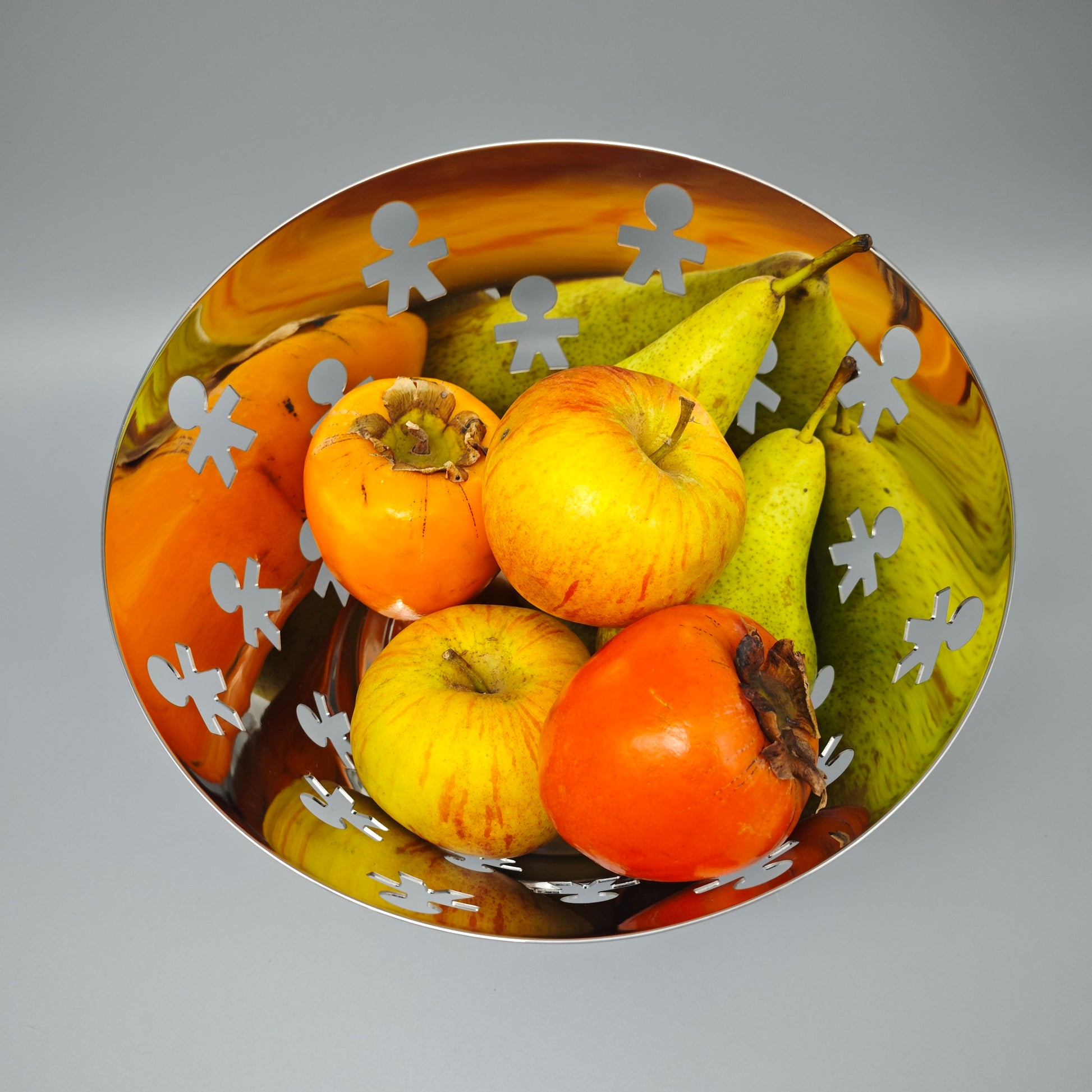 Alessi Girotondo Obstschale King Kong silber perforiert Edelstahl 23cm Vintage Design