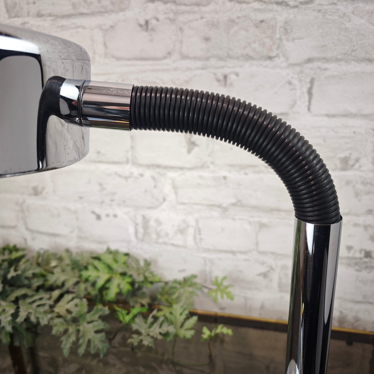 1970er Schreibtischlampe Hustadt Leuchten Chrom silber schwarz verstellbar E27 Vintage Büroleuchte ca 35 cm