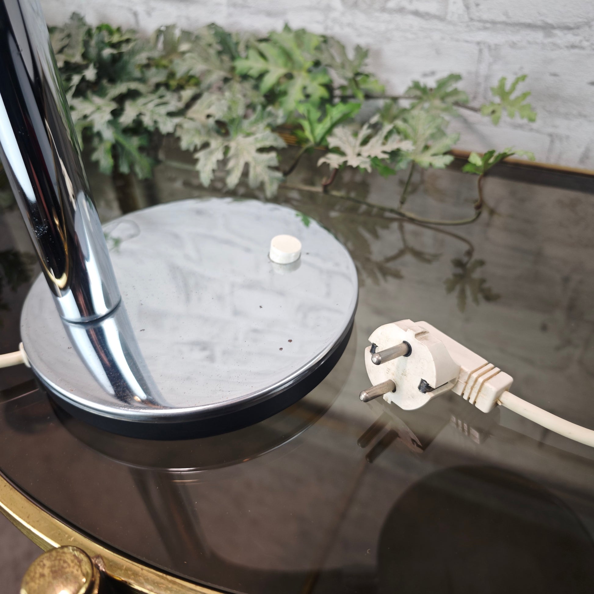 1970er Schreibtischlampe Hustadt Leuchten Chrom silber schwarz verstellbar E27 Vintage Büroleuchte ca 35 cm