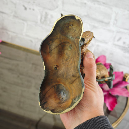 Bronze Figur Ramayana Kriegerpaar mit stilisierten Waffen Thailand Messing Patina 30 cm mythologische Kampf Szene Meditation Yoga Deko