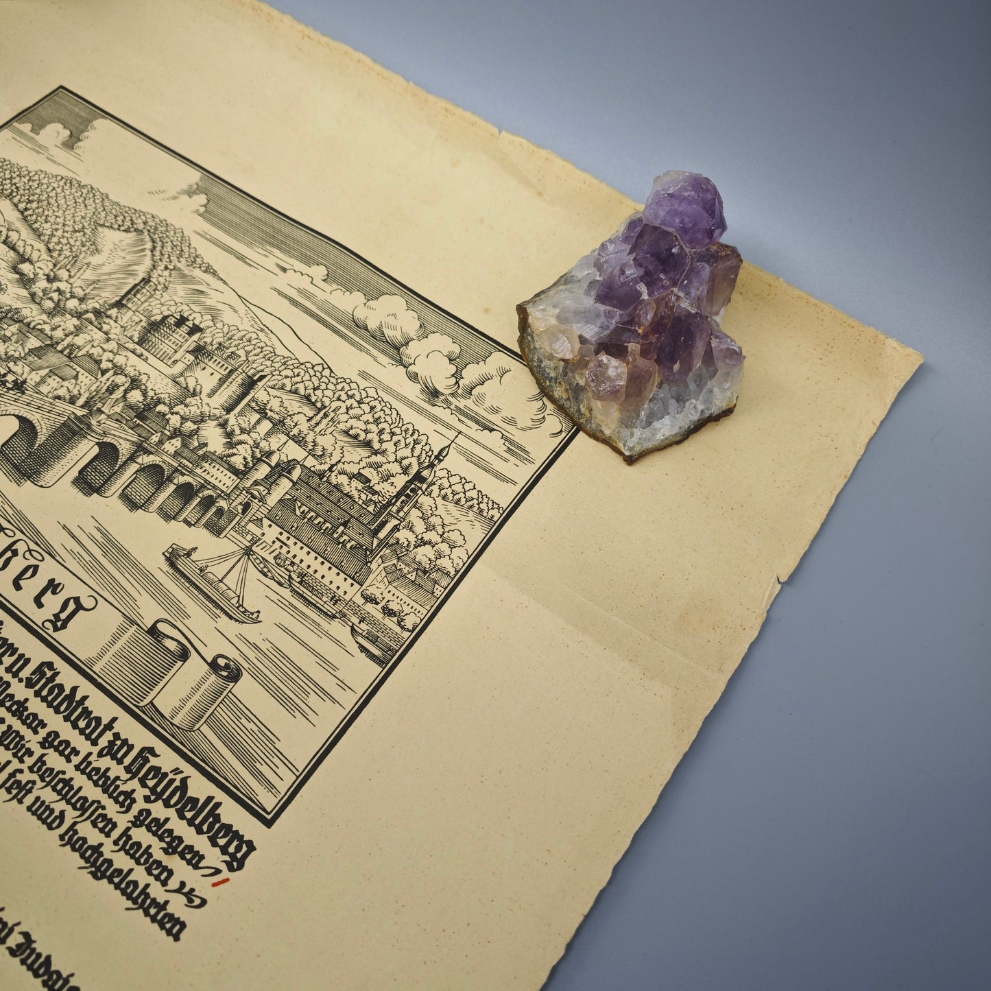 Heidelberg Bürgerrechtsurkunde 1934 August Molitor mit Originalrolle Urkunde Papier Stadturkunde Dokument Zeitgeschichte