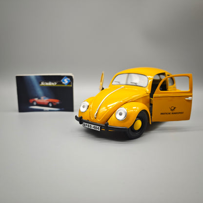 Solido VW Käfer Brezel Deutsche Bundespost gelb 1:17 Modellauto Metall Kunststoff vintage
