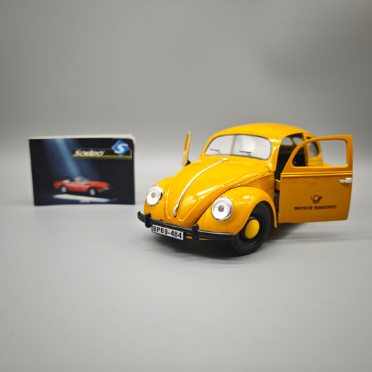 Solido VW Käfer Brezel Deutsche Bundespost gelb 1:17 Modellauto Metall Kunststoff vintage