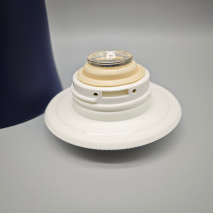 Tupperware Thermowächter 1L Kaffeekanne blau weiß Isolierkanne mit Druckverschluss Kunststoff Vintage Küchenaccessoire