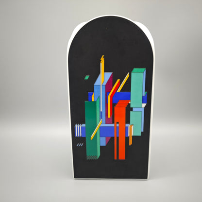Rosenthal Studio Line Morandini Vase dreieckig schwarz bunt 1980er geometrisch Memphis Design Porzellan