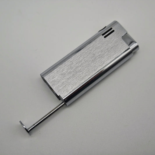 Savinelli Pfeifenfeuerzeug Edelstahl gebürstet mit Stopfer Vintage Gas Feuerzeug