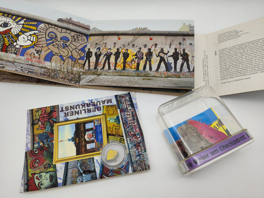 Set Berlin Wall pieces postcards GDR Checkpoint Charlie Ostalgie wall art East Berlin GDR reunification German history fall of the wall Germany souvenir postcards