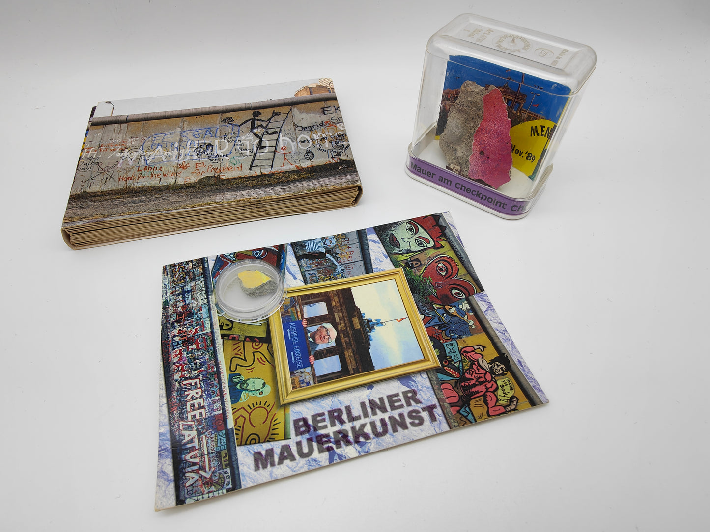 Set Berlin Wall pieces postcards GDR Checkpoint Charlie Ostalgie wall art East Berlin GDR reunification German history fall of the wall Germany souvenir postcards
