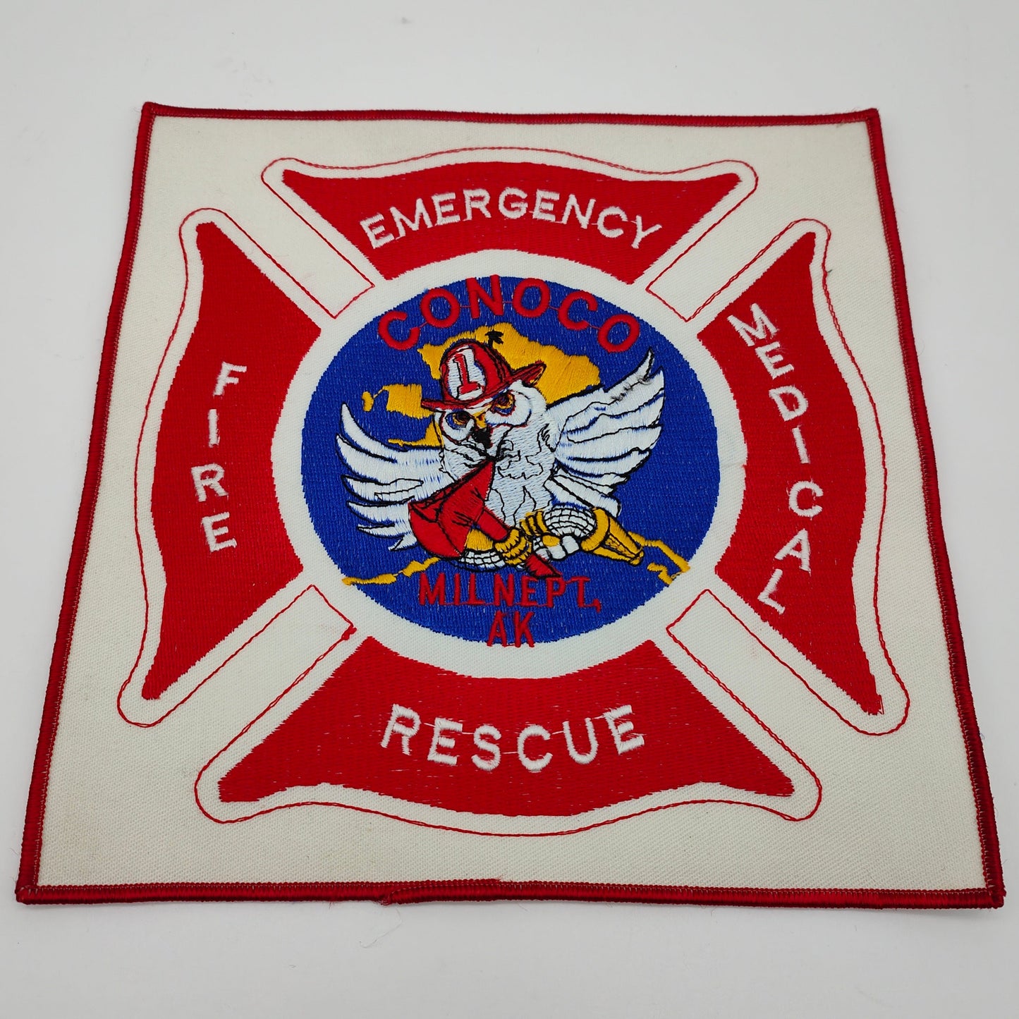Patch brodé du service d'incendie de Conoco Milne Point, Alaska, pour secours d'urgence en cas de catastrophe médicale