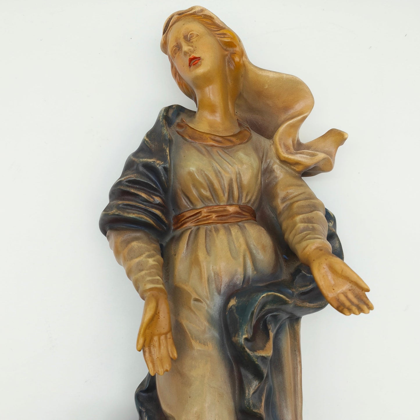 Croissant de Lune Madonna Figurine en Céramique RS Cortendorf Masque Mural Madonna Marie Jésus Icône Marie Figure Chrétienne Sacrée Maison Autel Sculpture Décoration Murale Fait Main