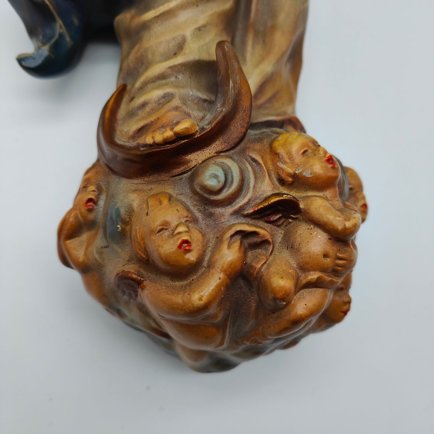 Croissant de Lune Madonna Figurine en Céramique RS Cortendorf Masque Mural Madonna Marie Jésus Icône Marie Figure Chrétienne Sacrée Maison Autel Sculpture Décoration Murale Fait Main