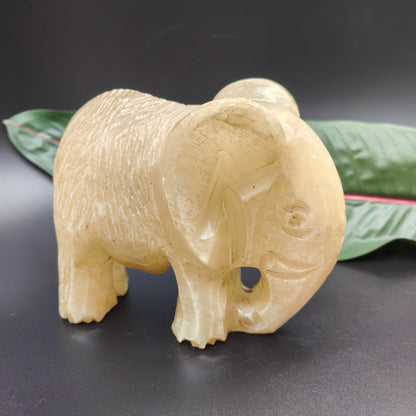 Ensemble de 3 figurines d'éléphant sculptées en albâtre, presse-papier fait à la main, statuette, sculpture, Espagne, presse-papier, figurines d'animaux