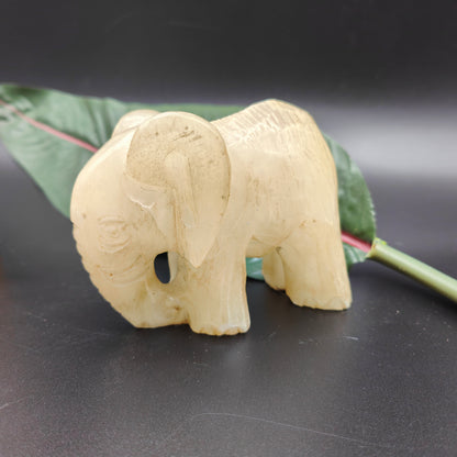 Ensemble de 3 figurines d'éléphant sculptées en albâtre, presse-papier fait à la main, statuette, sculpture, Espagne, presse-papier, figurines d'animaux