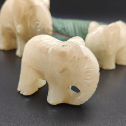 Ensemble de 3 figurines d'éléphant sculptées en albâtre, presse-papier fait à la main, statuette, sculpture, Espagne, presse-papier, figurines d'animaux