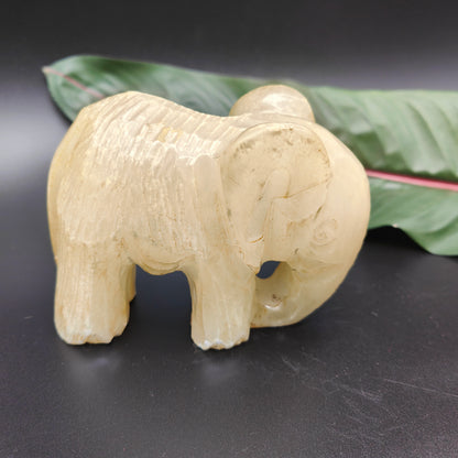 Ensemble de 3 figurines d'éléphant sculptées en albâtre, presse-papier fait à la main, statuette, sculpture, Espagne, presse-papier, figurines d'animaux
