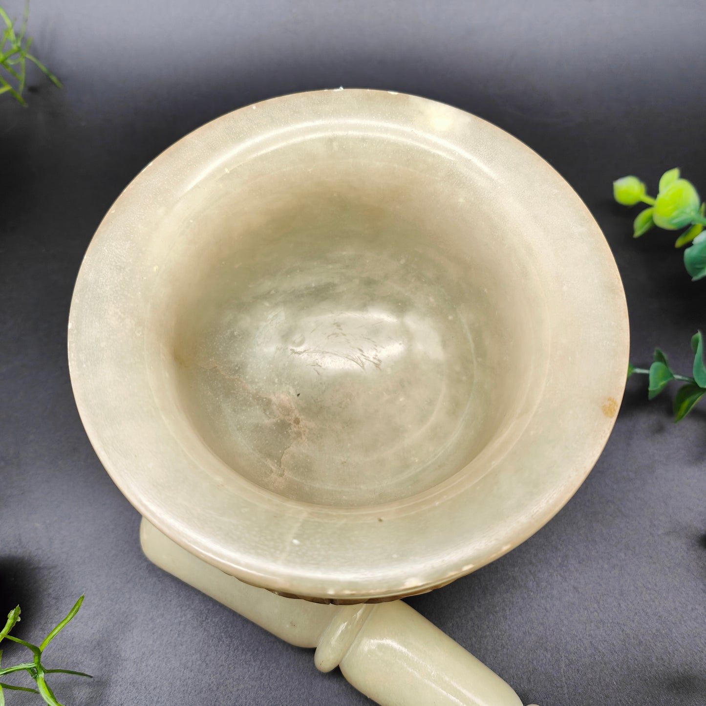 Mortar and pestle alabaster carved 12 cm mortar pestle stone Spain herbs kitchen spices pharmacy decoration handmade