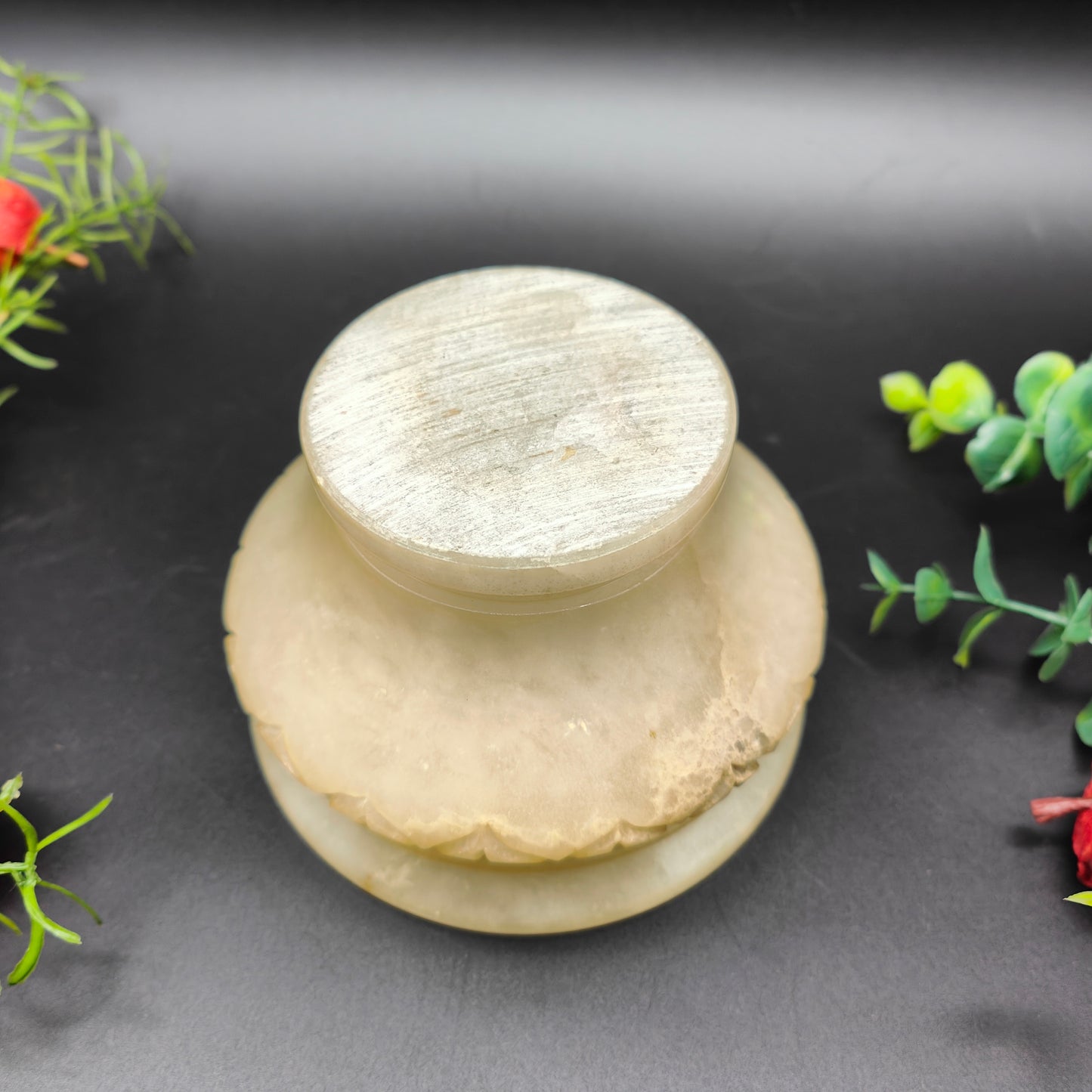 Mortar and pestle alabaster carved 12 cm mortar pestle stone Spain herbs kitchen spices pharmacy decoration handmade