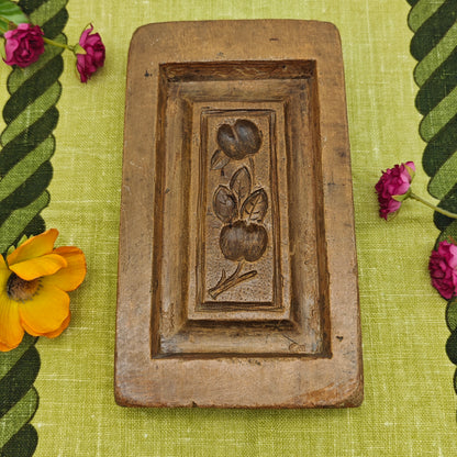 Springerle form wooden model baking form antique heart oak carved flower bouquet peacock bird lily of the valley roses decoration country house