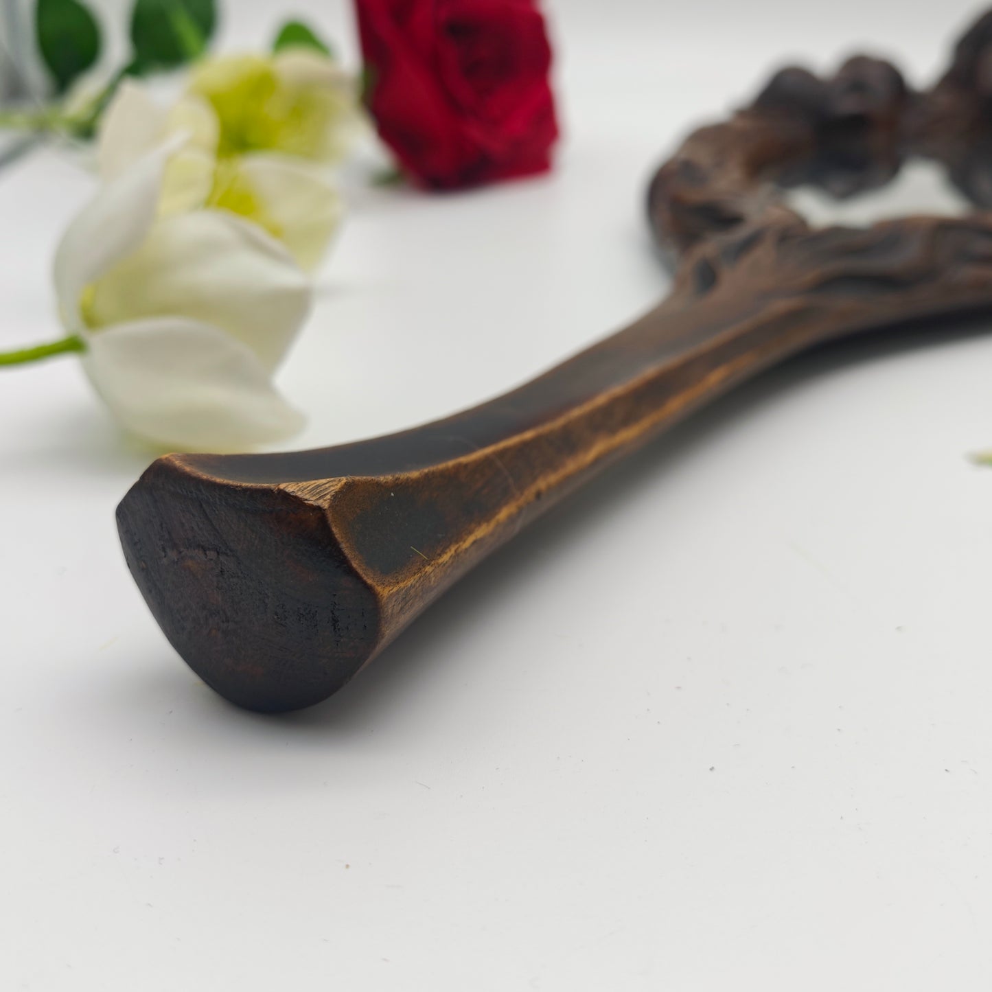 Hand mirror wood Art Nouveau carving Vanity Beauty dressing table boudoir Bridesmaid bride French antique Snow White fairytale mirror