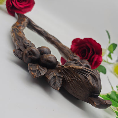 Hand mirror wood Art Nouveau carving Vanity Beauty dressing table boudoir Bridesmaid bride French antique Snow White fairytale mirror