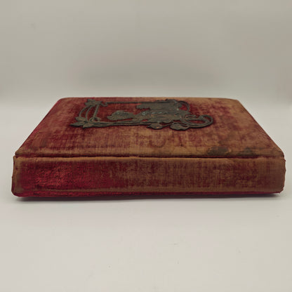 Cabinet photo album Art Nouveau application copper velvet red photos 1900 soldiers wedding civil imperial era gold edge gold edge antique nostalgia