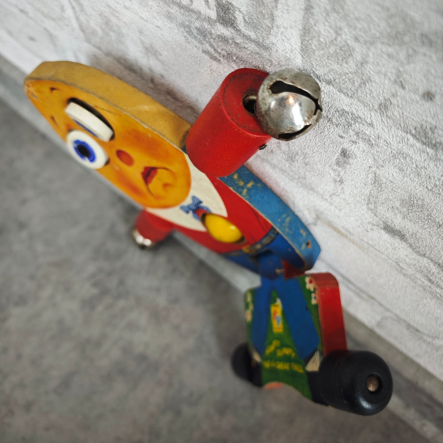 Humpty Dumpty Fisher Price 757 Ziehspielzeug Glocken vintage Spielzeug 60er 70er Jahre Kinderspielzeug Retro Holz Antikspielzeug Nostalgie
