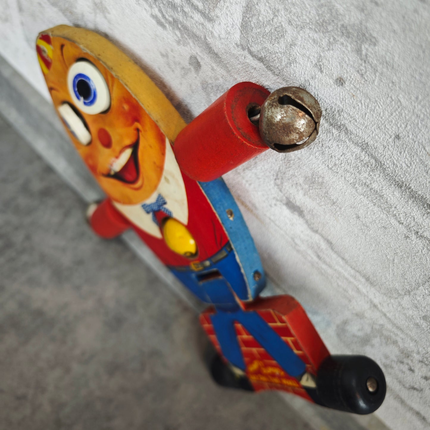 Humpty Dumpty Fisher Price 757 Ziehspielzeug Glocken vintage Spielzeug 60er 70er Jahre Kinderspielzeug Retro Holz Antikspielzeug Nostalgie