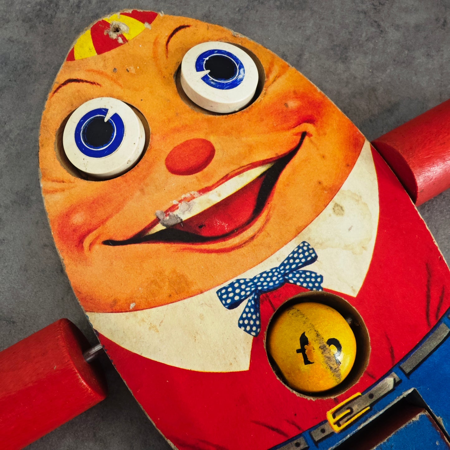 Humpty Dumpty Fisher Price 757 Ziehspielzeug Glocken vintage Spielzeug 60er 70er Jahre Kinderspielzeug Retro Holz Antikspielzeug Nostalgie