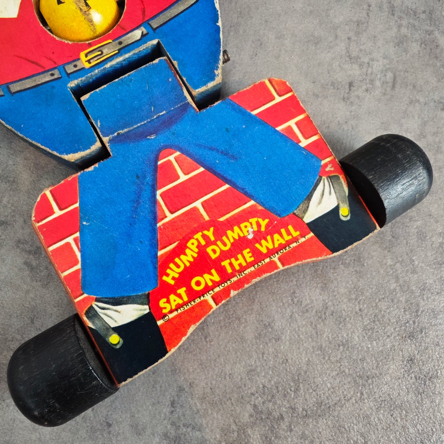 Humpty Dumpty Fisher Price 757 Ziehspielzeug Glocken vintage Spielzeug 60er 70er Jahre Kinderspielzeug Retro Holz Antikspielzeug Nostalgie