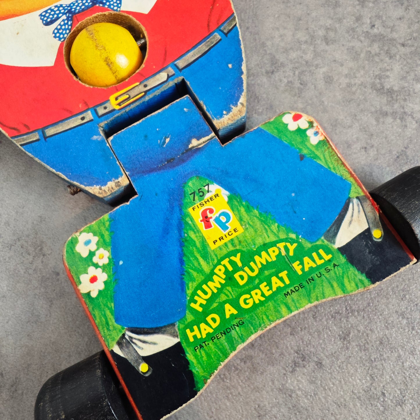 Humpty Dumpty Fisher Price 757 Ziehspielzeug Glocken vintage Spielzeug 60er 70er Jahre Kinderspielzeug Retro Holz Antikspielzeug Nostalgie