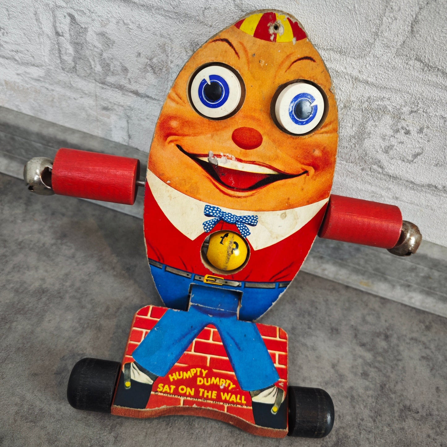 Humpty Dumpty Fisher Price 757 Ziehspielzeug Glocken vintage Spielzeug 60er 70er Jahre Kinderspielzeug Retro Holz Antikspielzeug Nostalgie