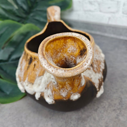 Fat Lava Vase in Gießkannenform Pflanzgefäß Rudolph Ratekau 2401 beige braun WGP West German Pottery Mid Century space age Loft Übertopf 70s