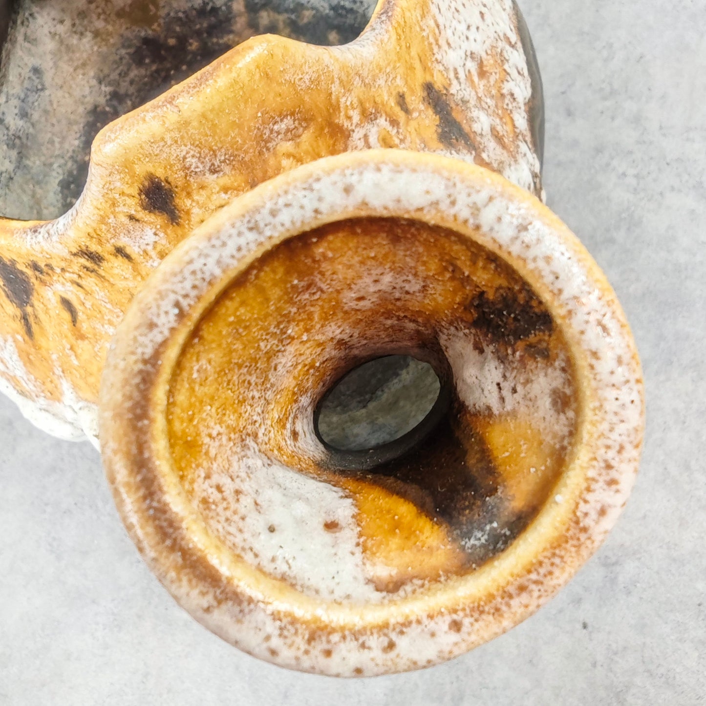 Fat Lava Vase in Gießkannenform Pflanzgefäß Rudolph Ratekau 2401 beige braun WGP West German Pottery Mid Century space age Loft Übertopf 70s