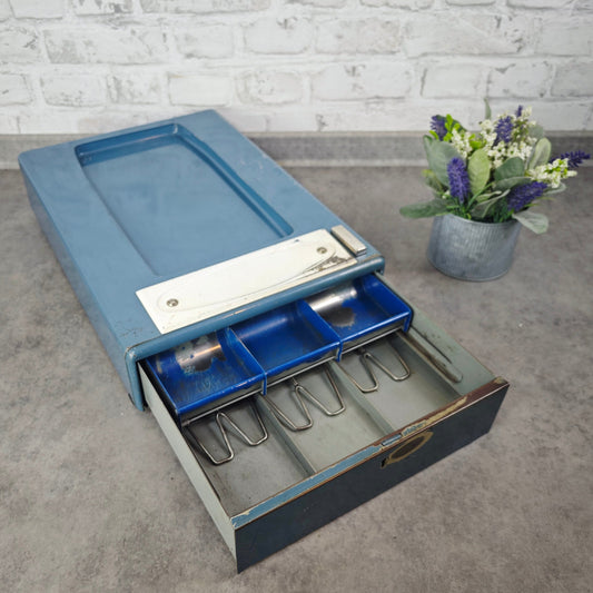 Cash drawer vintage metal mechanical cash drawer cash register blue money storage shop till corner shop cash box cash register