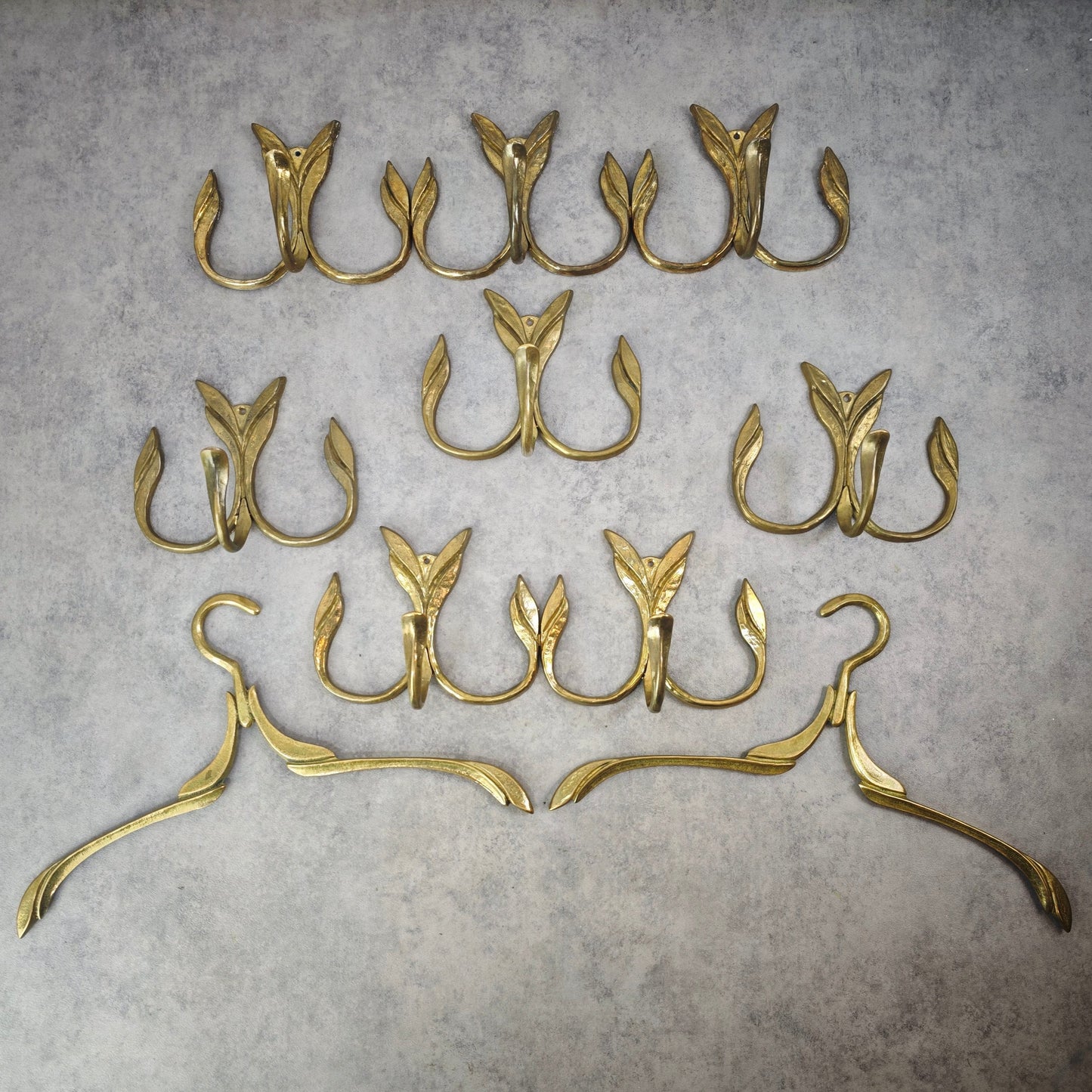 Wardrobe hook rail leaf-shaped hook coat hanger coat hook brass coat rail vintage hallway Art Nouveau Hollywood Regency