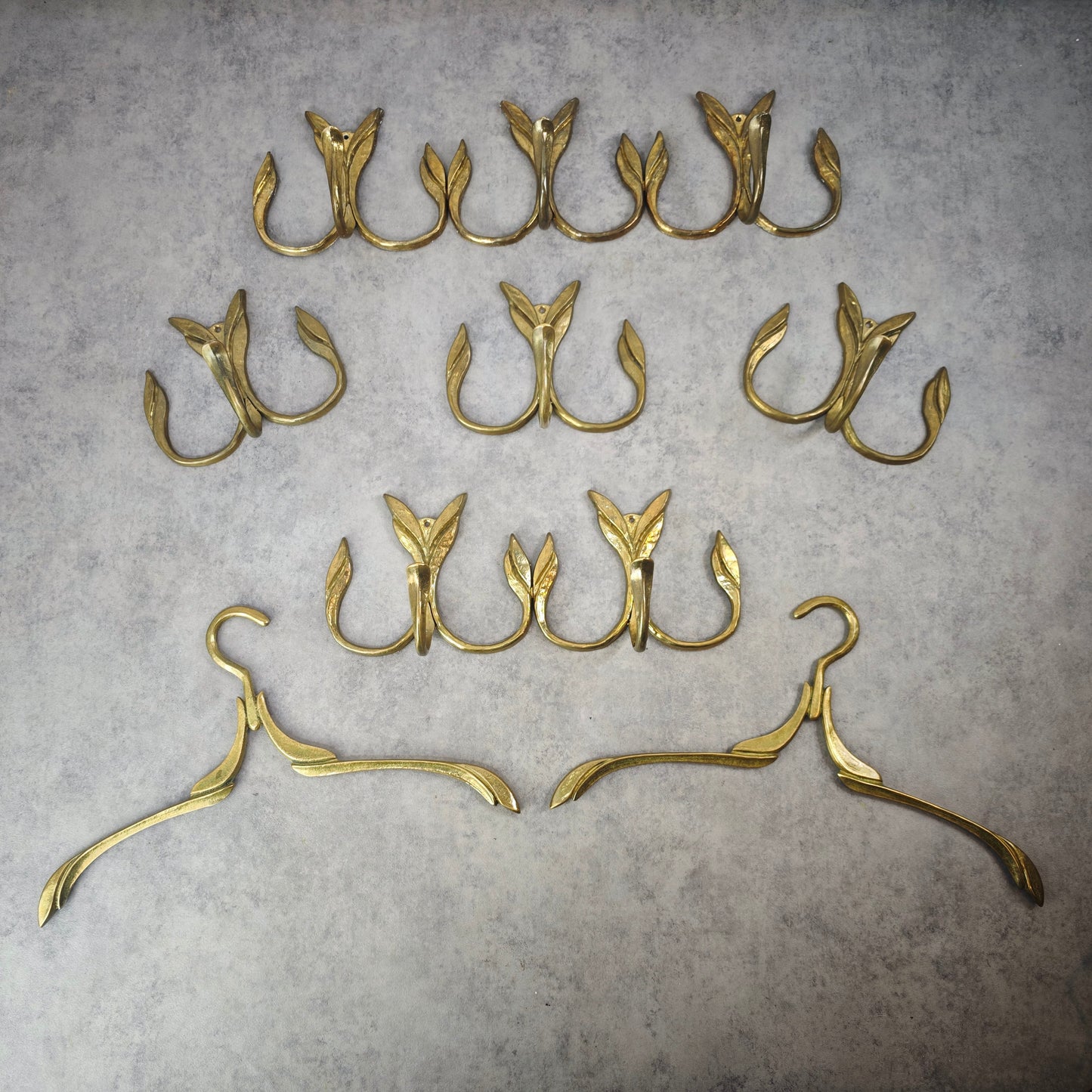 Wardrobe hook rail leaf-shaped hook coat hanger coat hook brass coat rail vintage hallway Art Nouveau Hollywood Regency