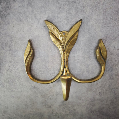Wardrobe hook rail leaf-shaped hook coat hanger coat hook brass coat rail vintage hallway Art Nouveau Hollywood Regency