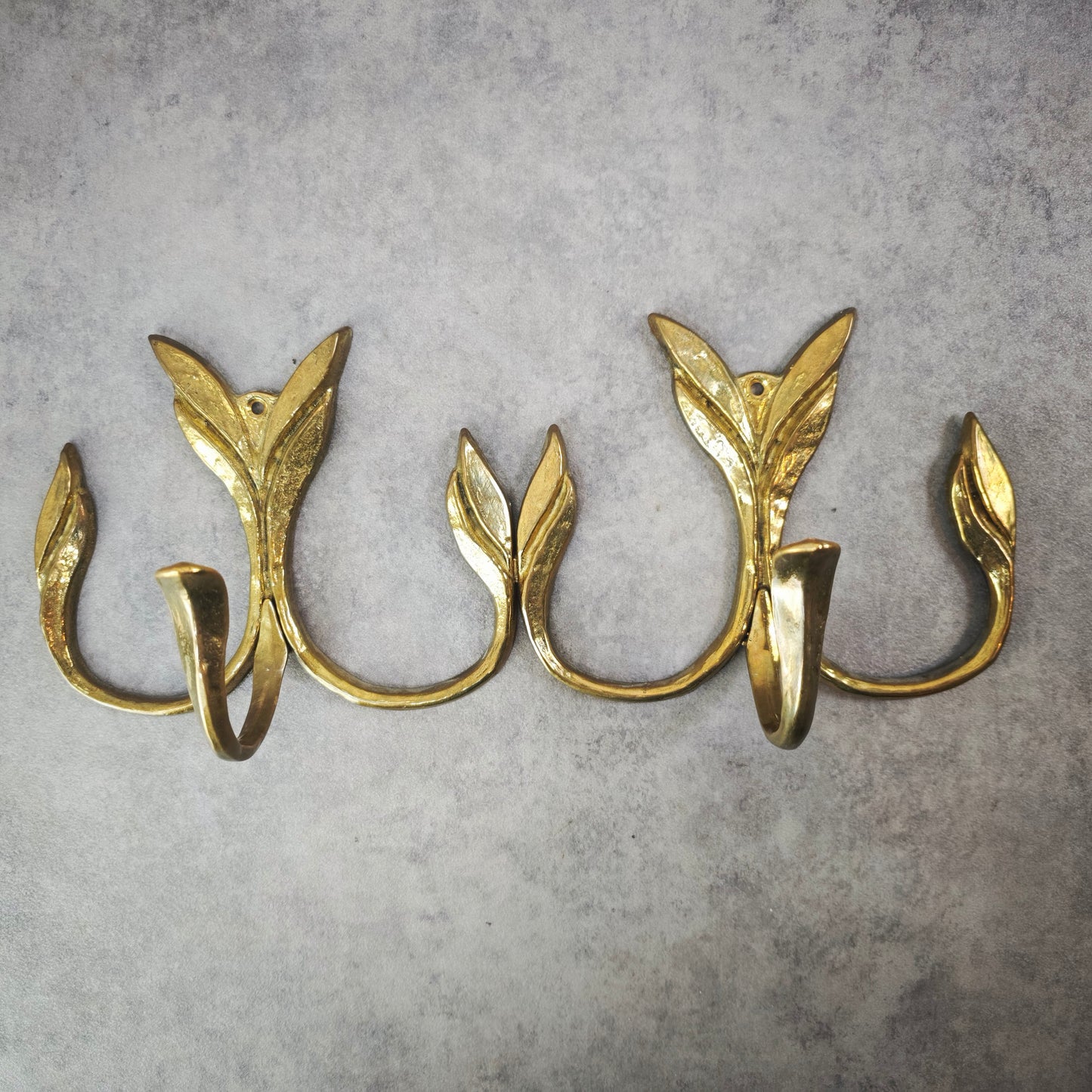 Wardrobe hook rail leaf-shaped hook coat hanger coat hook brass coat rail vintage hallway Art Nouveau Hollywood Regency