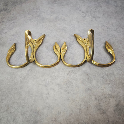 Wardrobe hook rail leaf-shaped hook coat hanger coat hook brass coat rail vintage hallway Art Nouveau Hollywood Regency