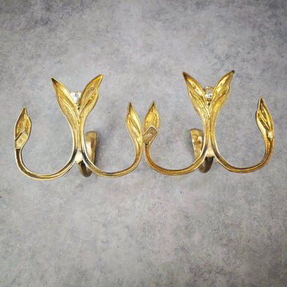 Wardrobe hook rail leaf-shaped hook coat hanger coat hook brass coat rail vintage hallway Art Nouveau Hollywood Regency