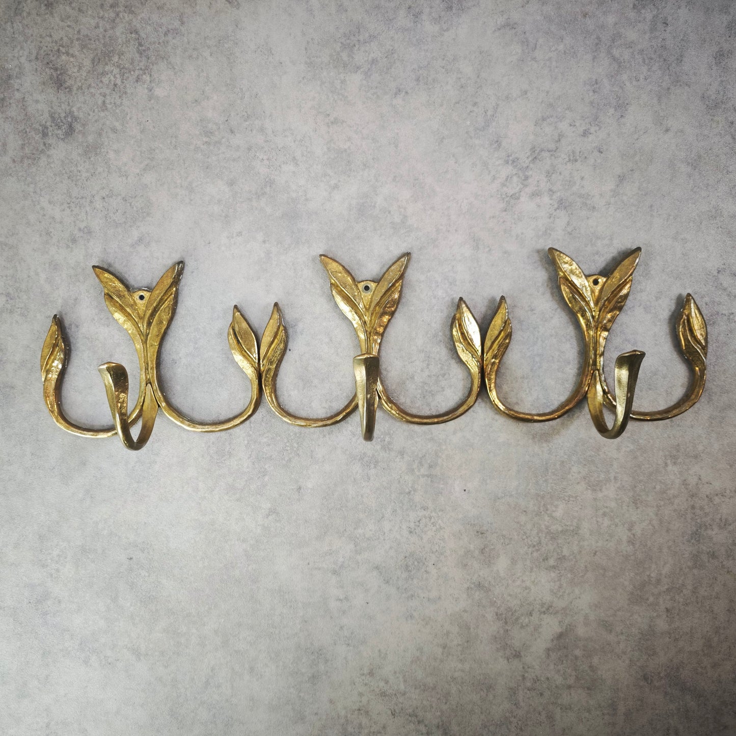 Wardrobe hook rail leaf-shaped hook coat hanger coat hook brass coat rail vintage hallway Art Nouveau Hollywood Regency