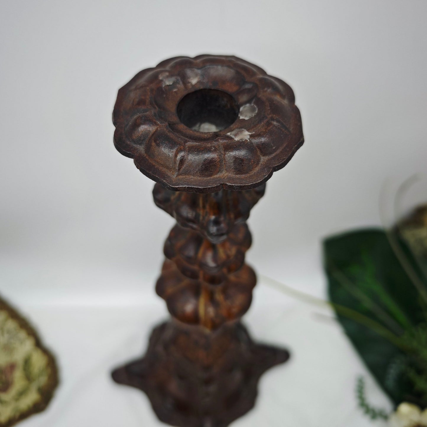 Chandelier baroque bougeoir bronze brun rougeâtre chandelier ornements antiques solide lourd chandelier sacré chandelier d'autel métal