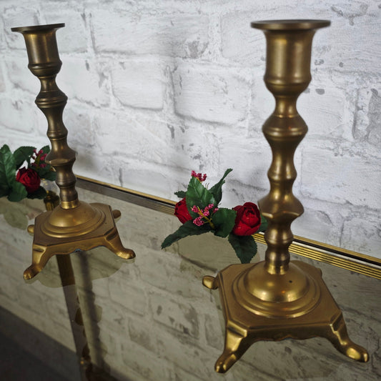 2x brass candlesticks metal altar shrine pair set candle holder witch wicca Art Deco candlestick antique look Victorian Biedermeier