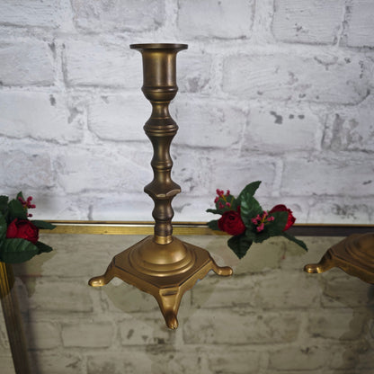 2x Messing Kerzenständer Metall Altar Schrein Paar Set Kerzenhalter witch wicca Art Deco Kerzenleuchter Antiklook Viktorianisch Biedermeier