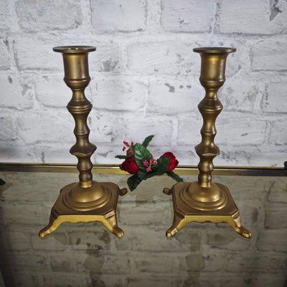 2x Messing Kerzenständer Metall Altar Schrein Paar Set Kerzenhalter witch wicca Art Deco Kerzenleuchter Antiklook Viktorianisch Biedermeier