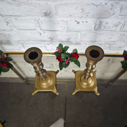 2x Messing Kerzenständer Metall Altar Schrein Paar Set Kerzenhalter witch wicca Art Deco Kerzenleuchter Antiklook Viktorianisch Biedermeier