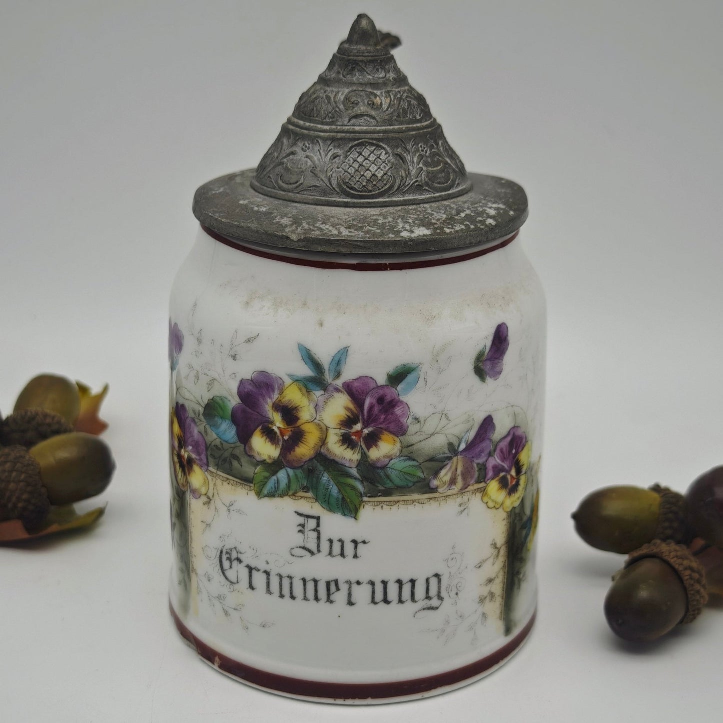 Beer mug as a souvenir with tin lid hunting beer mug antique lid mug tankard stein Oktoberfest Bavaria Germany men's gift mug