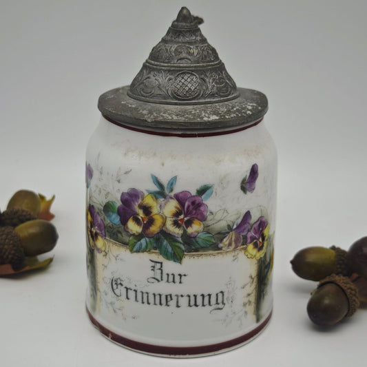 Beer mug as a souvenir with tin lid hunting beer mug antique lid mug tankard stein Oktoberfest Bavaria Germany men's gift mug